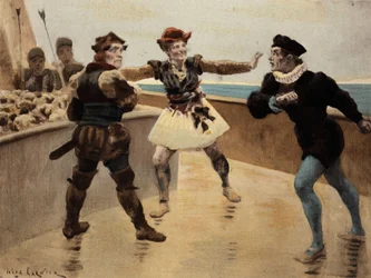 Dispute Between Panurge and Dindenaut. Pantagruel. Illustration by Jules Garnier. In 