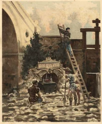 Peasant Jean Audeau Discovers a Booklet Telling the Story of Gargantua. Gargantua. Illustration by Jules Garnier. In 