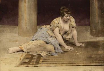 Woman Playing the Game of Tables. Gargantua. Illustration by Jules Garnier. In 