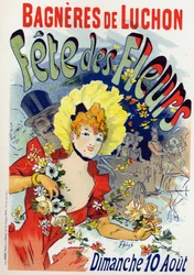 Art. Entertainment. Flower fest at Bagneres de Luchon. Poster by Jules Cheret, France, c.1895
