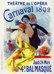 Entertainment. Masquerade ball at the Opera of Paris. Poster by Jules Cheret, France, Apr. 1892
