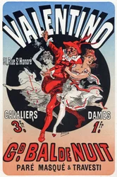Entertainment. Valentino, Masquerade Ball in Paris. Poster by Jules Cheret, France, c.1870