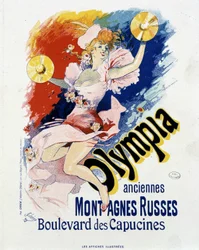 Olympia: old roller coaster, comic book of the Capuchines - poster by Jules Cheret