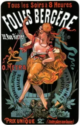 Poster for the Folies-Bergere 1874 by Jules Cheret - aerobatic works, ballets, pantomimes, operettas, dance, dancer, music hall, gay Paris, Paris by night