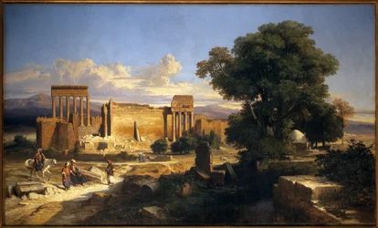 Ruins of Baalbek (Ancient Heliopolis, Present-Day Lebanon). Painting by Jules Coignet (1798-1860), Oil on Canvas