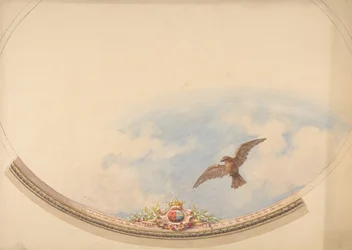 Design for a Ceiling Painted with Clouds and a Soaring Eagle, second half 19th century
