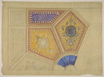 Design for the painted decoration of a coffered ceiling