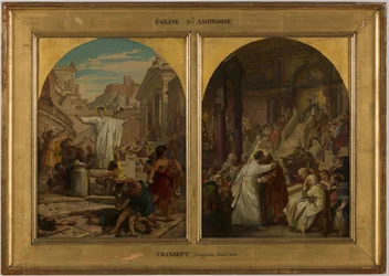 Sketch for the Church of Saint-Ambroise: Saint Augustine Putting an End to the Barbaric Practice of Fathers, Brothers and Sons Fighting Each Other to Practice War