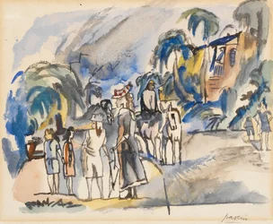 Southern Landscape with Figures and Horses