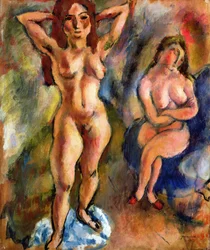 Two Nudes: One Standing, One Sitting