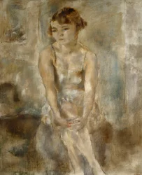 Young Woman Sitting in Chemise