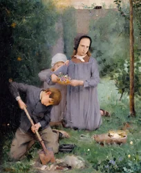 Children Burying a Bird, 1878