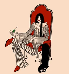 Confident Woman Red Chair