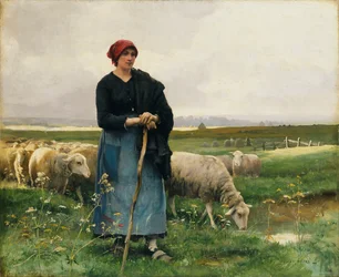 A Shepherdess with her Flock