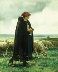 A Shepherdess with Her Flock