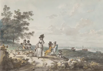 View of London with St. Paul’s in the Distance: Woman and Children with a Baby Carriage, 1787