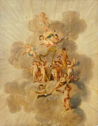 Winged Cherubs with Musical Instruments, Section of Music Room Decorative Border, Kenwood House, London