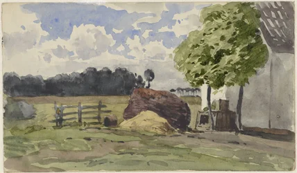 Pile of Wood for a Farm in the Meadow