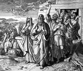 Noah leaving the ark after Deluge