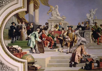 Patronage of the Arts by the House of Hapsburg: right hand section of a ceiling painting, 1891