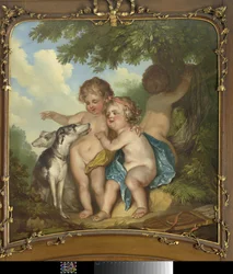 Three Children with Two Dogs