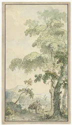 Design for Wallpaper with Landscape with Cart