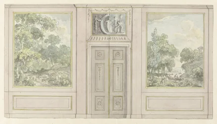 Design for a Room Wall with Two Variants for the Overdoor Panel