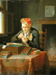 A Scholar sharpening his Quill