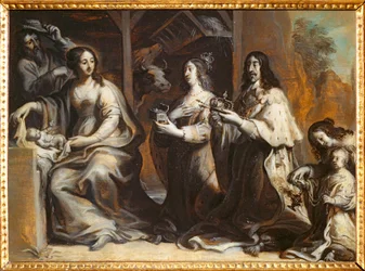 Louis XIII, Anne of Austria and the Dauphin praying before the Holy Family