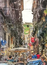 Bustling Historic City Street