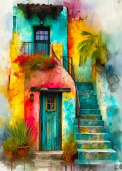 Colorful House Steps