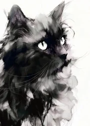 Mysterious Black Cat Portrait