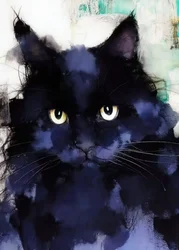 Mysterious Black Cat Portrait