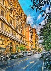 Vibrant European Street Scene