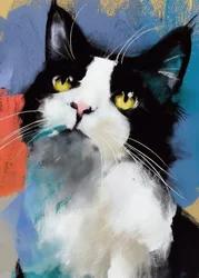 Vibrant Tuxedo Cat