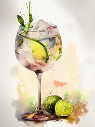 Watercolor Gin Tonic