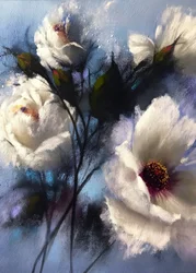 White Blooms on Blue