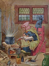 Witch, illustration from a book of tales, c.1910-20