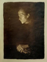 Working Woman in Profile Facing Left