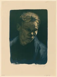 Bust Portrait of a Working Woman with a Blue Cloth (1st State)