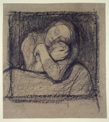 Crouching Mother Holding Her Child Fast