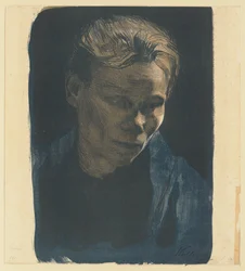 Half-Length Portrait of a Working-Class Woman with a Blue Shawl