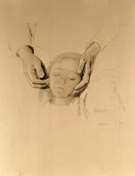 K. Kollwitz, Head of a Child in Hands