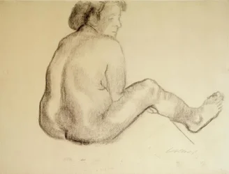Seated Female Nude from the Back Facing Right