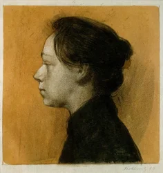 Self-portrait in profile facing left II