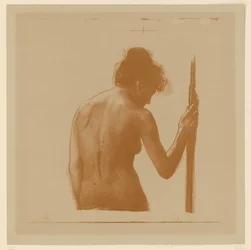 Female Back Half-Nude with Staff