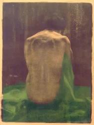 Female Nude Back on Green Cloth