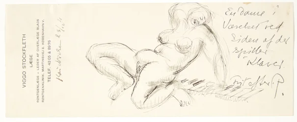 Naked Girl Sitting Reclined on the Keys of a Piano