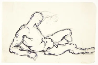 Study of a Reclining Nude Man. Study for the Adam Figure in the Group 