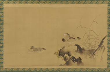 Mandarin Ducks in a Landscape, Edo Period, Mid 17th-Early 18th Century